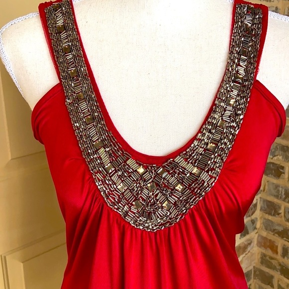 Rue 21 Rich Red Heavy Bead Embellished Special Occasion Halter Top/Dress Size XL - Picture 2 of 12